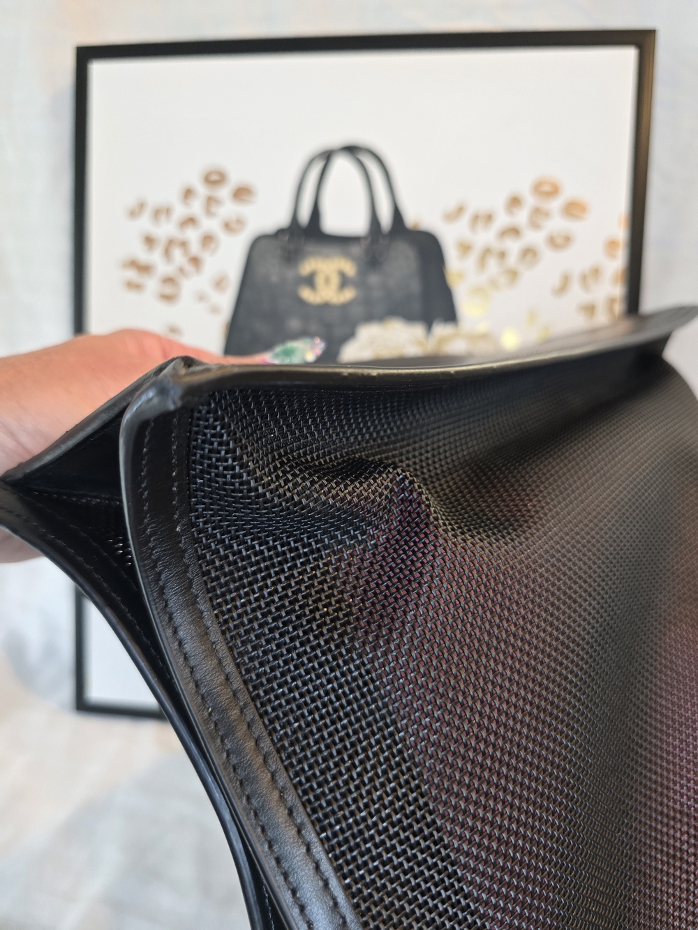Versace Black Mesh Tote with Gold Handles - Picture 11 of 12